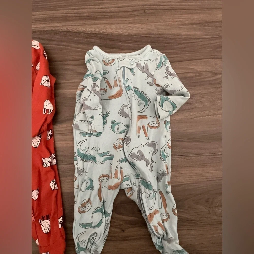 Old Navy Orange and Blue Footed One Pieces Cozy and Stylish footies bundle 0-3M